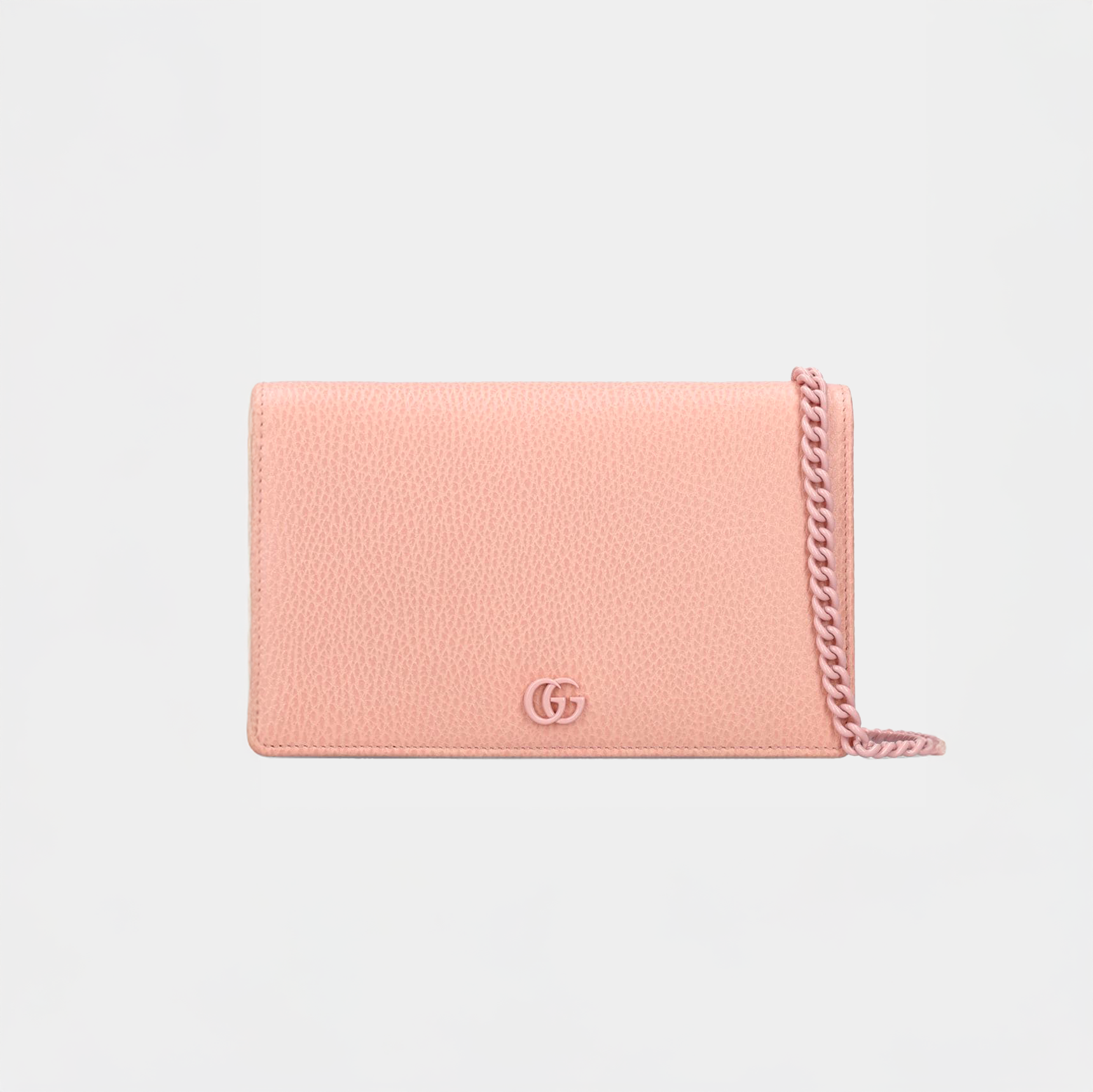 Gg Marmont Leather Mini Chain Wallet In Pink