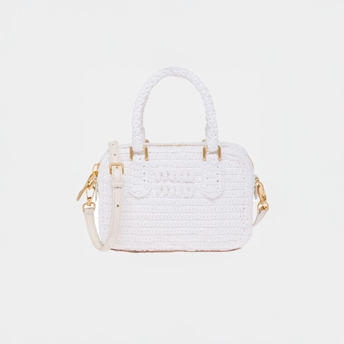 Miu Miu Borsa mini all'uncinetto - Bianco