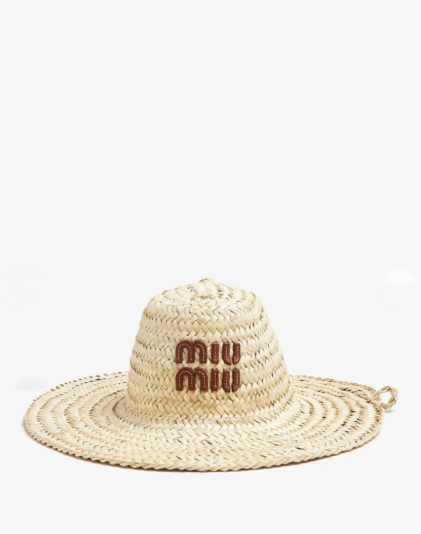 MIU MIU
Palmetto Hat In Beige/cognac