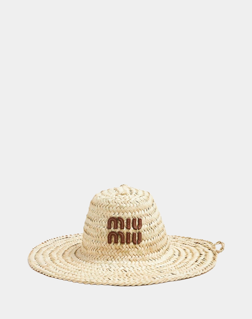 MIU MIU
Palmetto Hat In Beige/cognac
