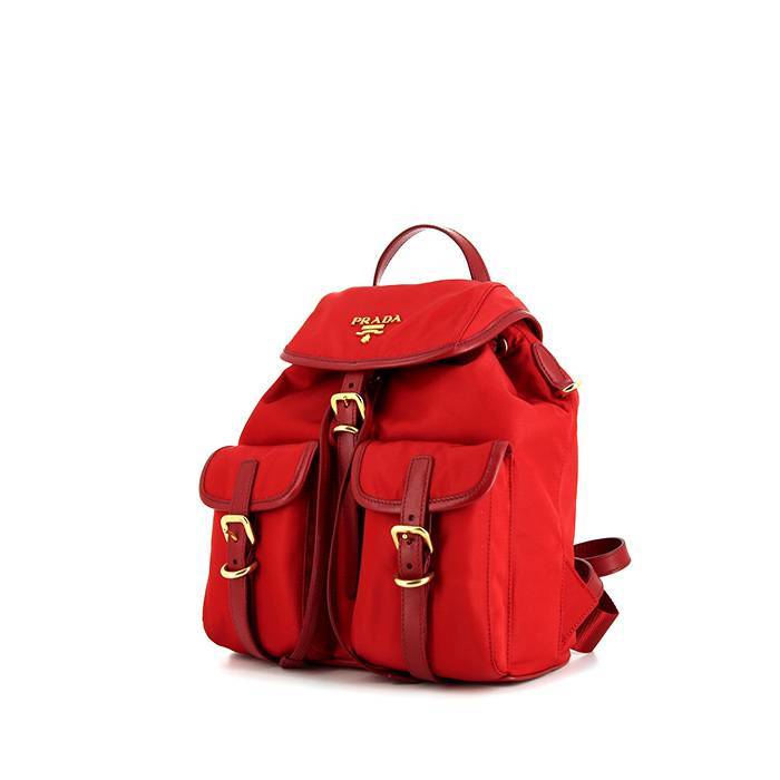 Zaino Prada in tela rossa e pelle rossa
