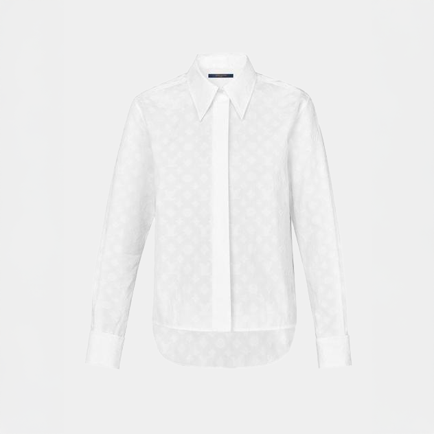 camicia Louis Vuitton in cotone con ricamo LV