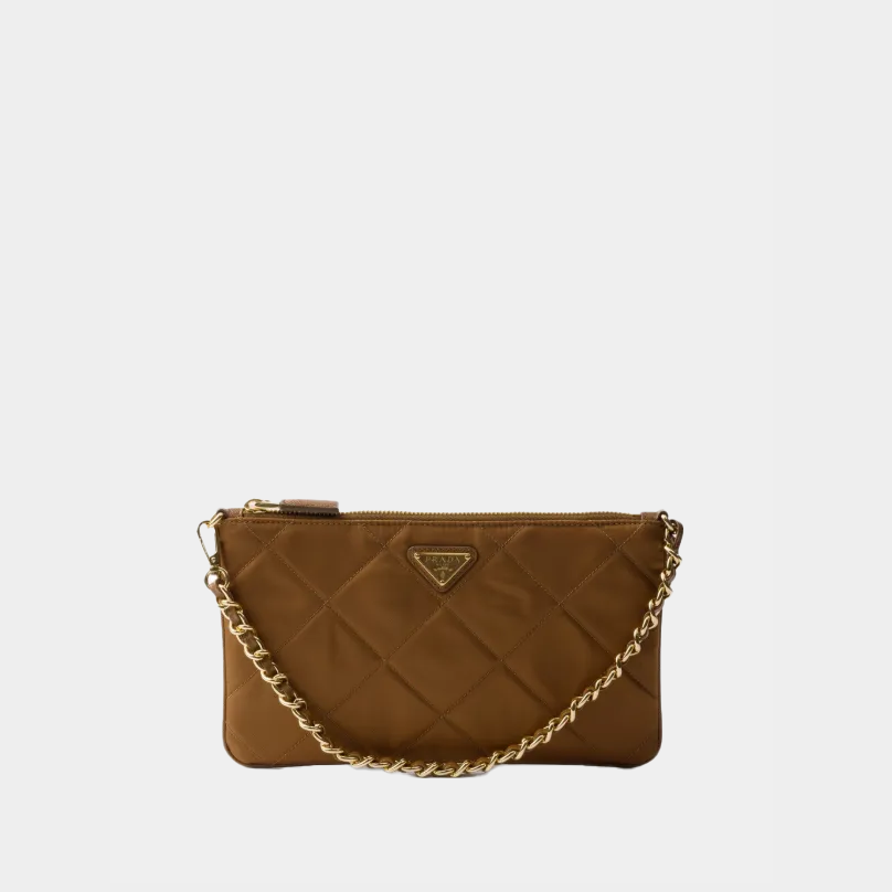 Re-Nylon Mini Quilted Pouch Clutch Bag
