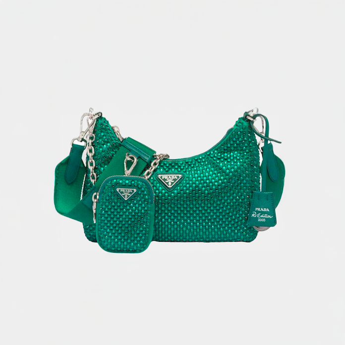 Prada Re-Edition 2005 Borsa in Raso con Cristalli Mango