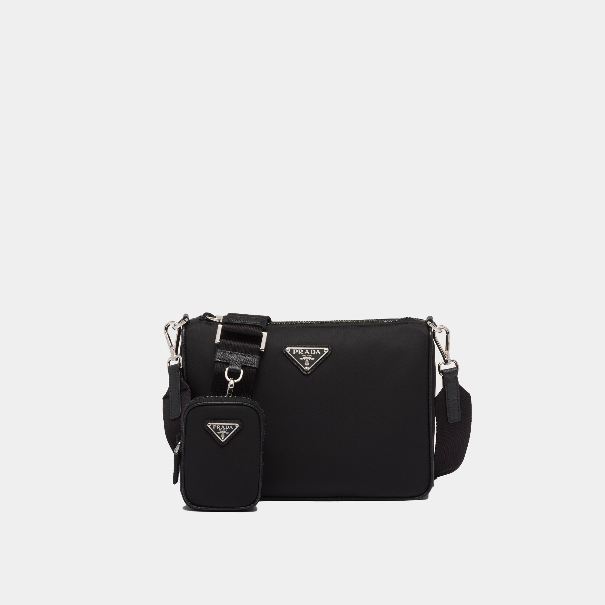Borsa a tracolla in Re-Nylon e Saffiano