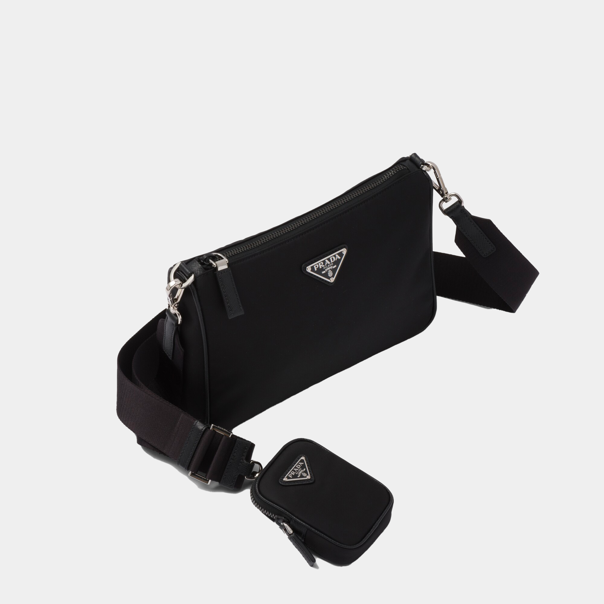 Borsa a tracolla in Re-Nylon e Saffiano