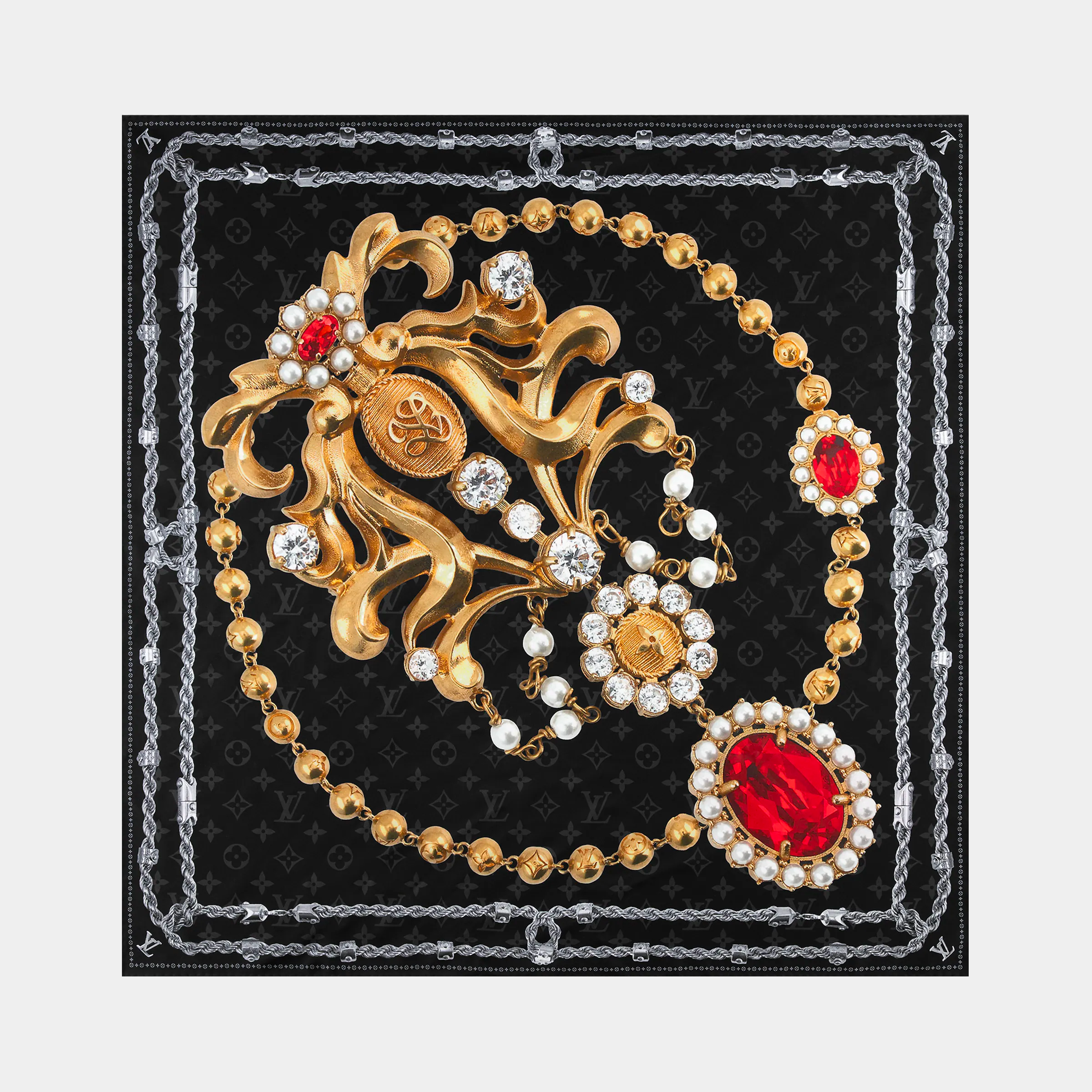 LV Dynasty Brooch Silk Square