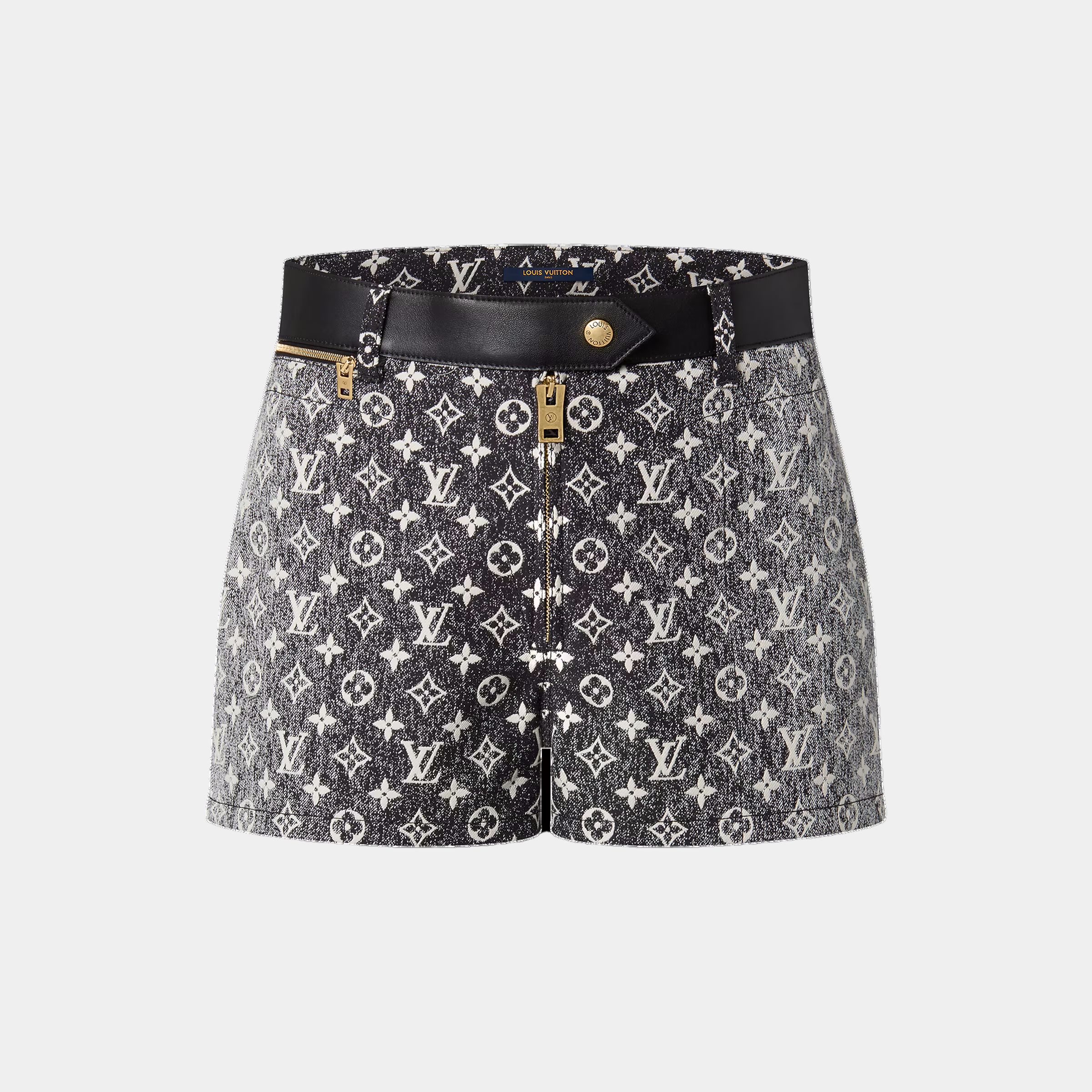 Shorts Louis Vuitton in denim con motivo Monogram e cintura