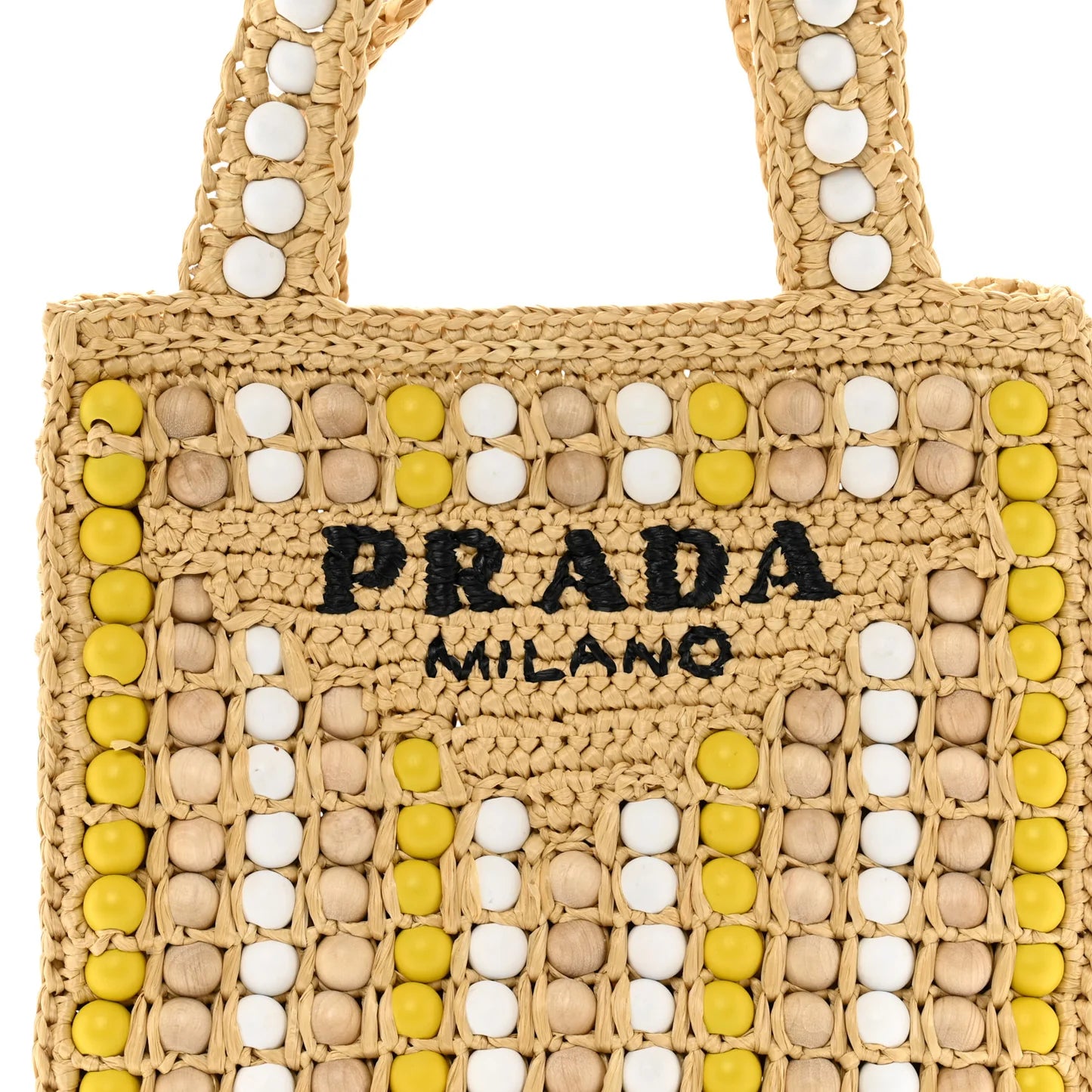 Prada raffia wood bead
