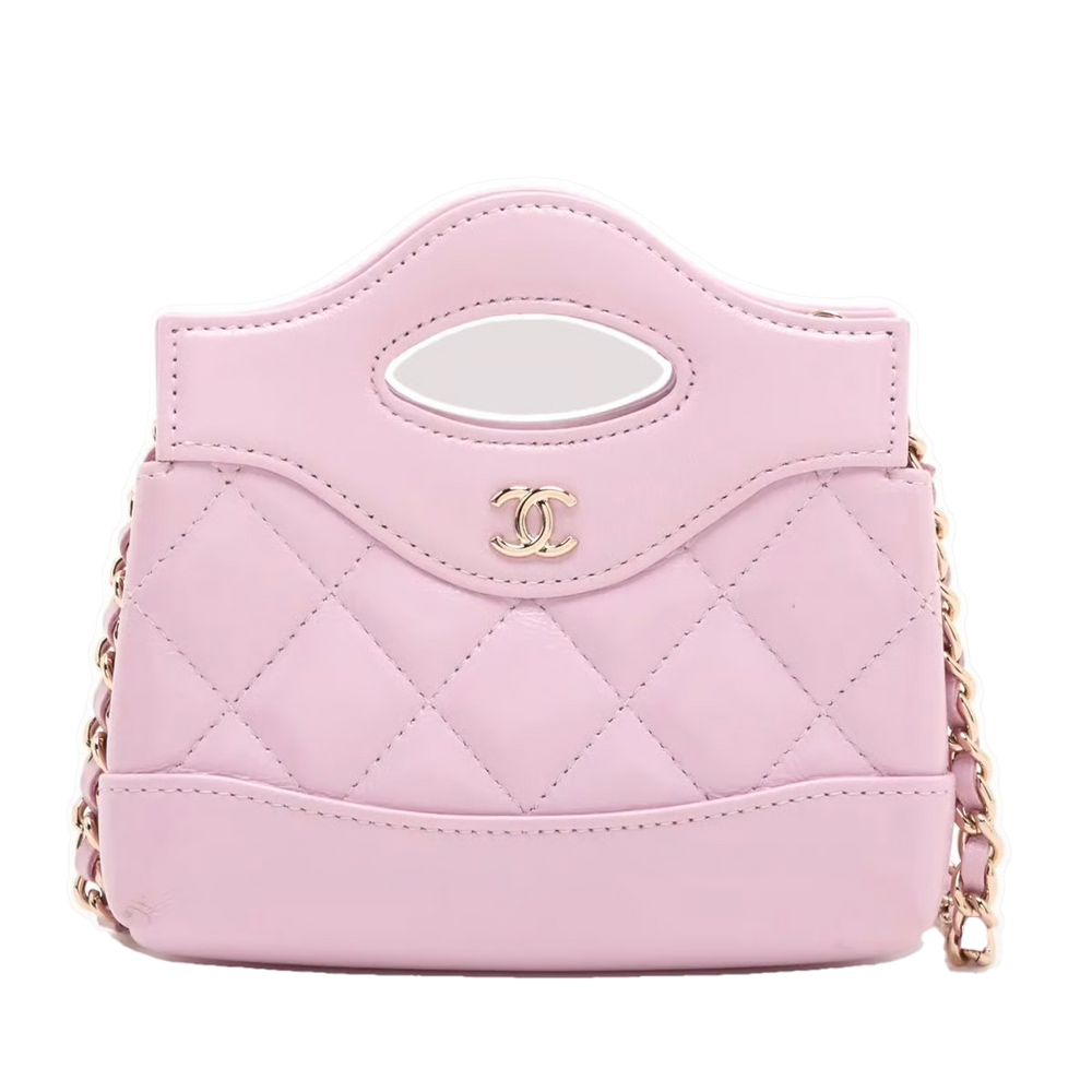 Chanel Chanel 31 Micro Leather Chain Shoulder Bag Pink Gold