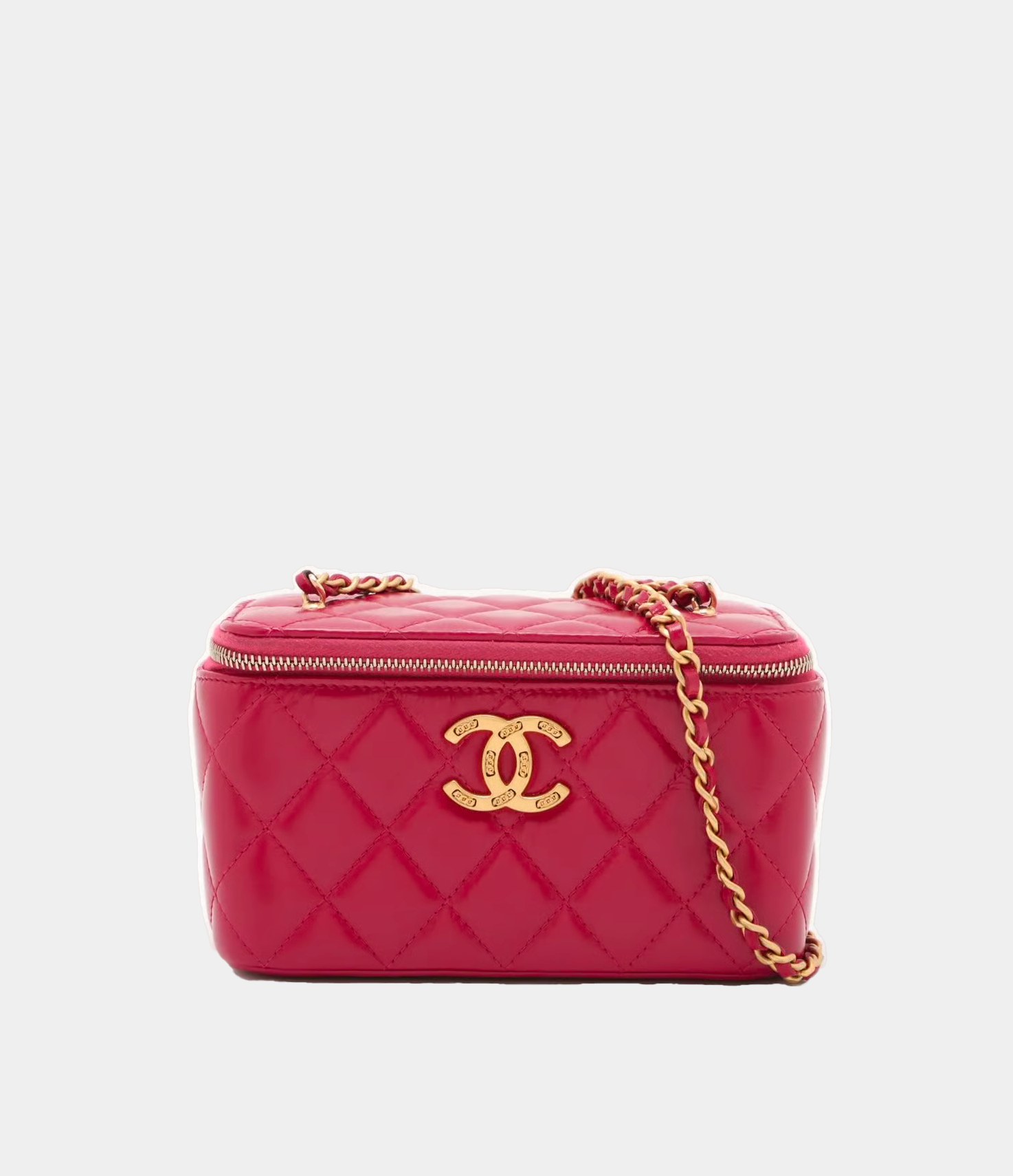 Chanel Matelasse Vintage calf Chain Shoulder Bag Vanity Red - MS Luxury
