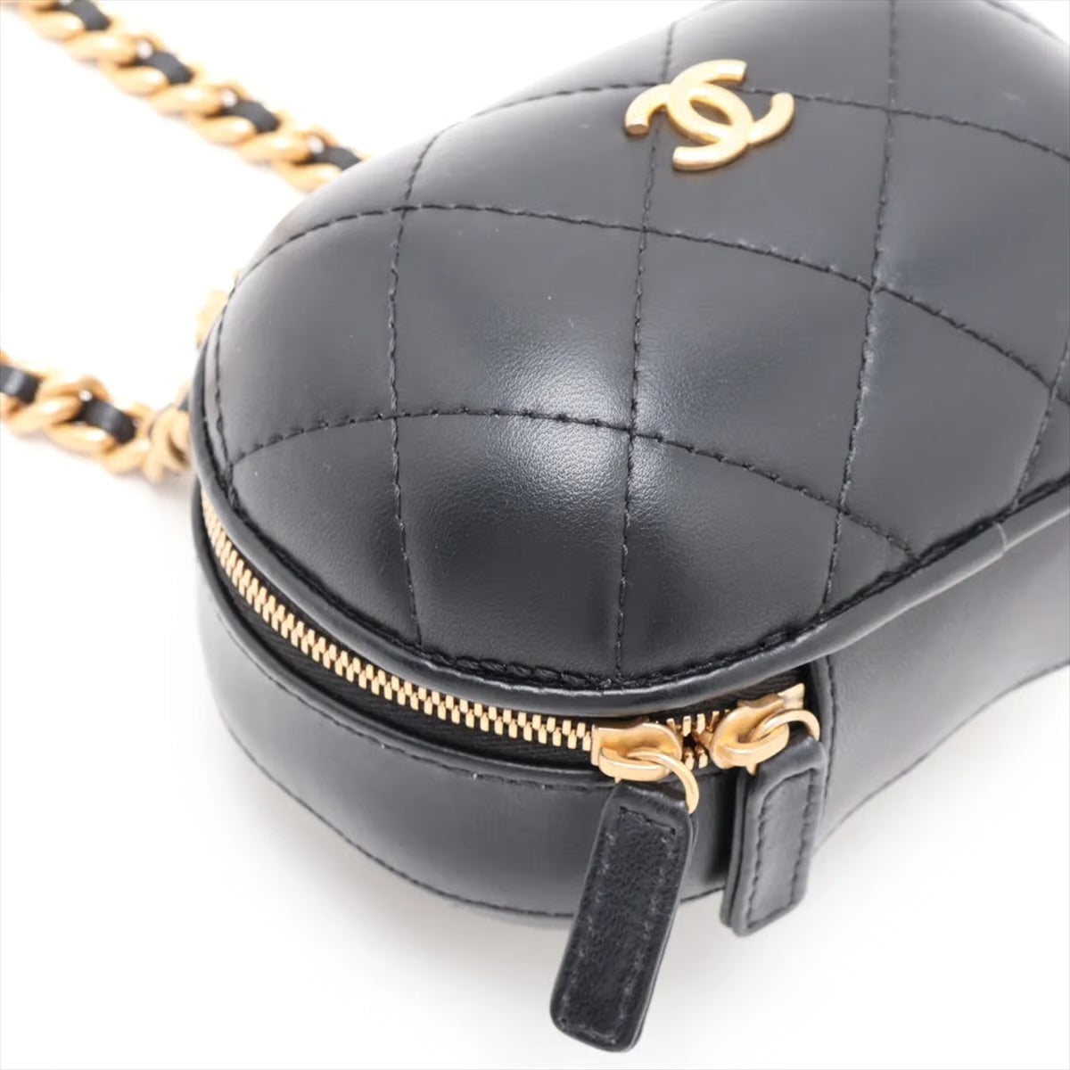 Chanel Matelasse Lambskin 2 Way Shoulder Bag Vanity Black Gold