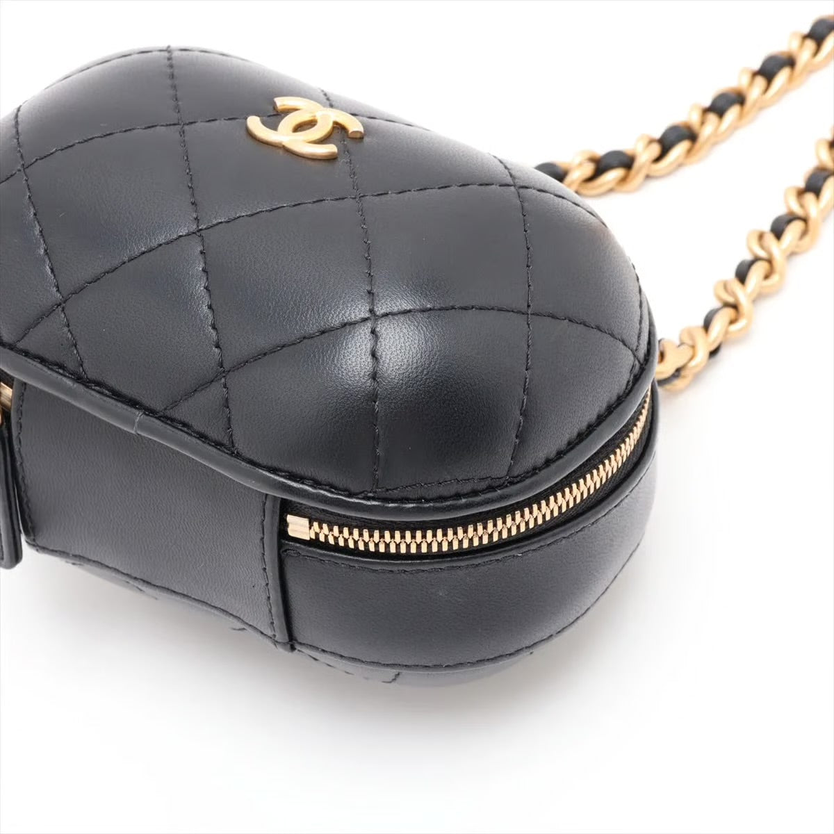 Chanel Matelasse Lambskin 2 Way Shoulder Bag Vanity Black Gold