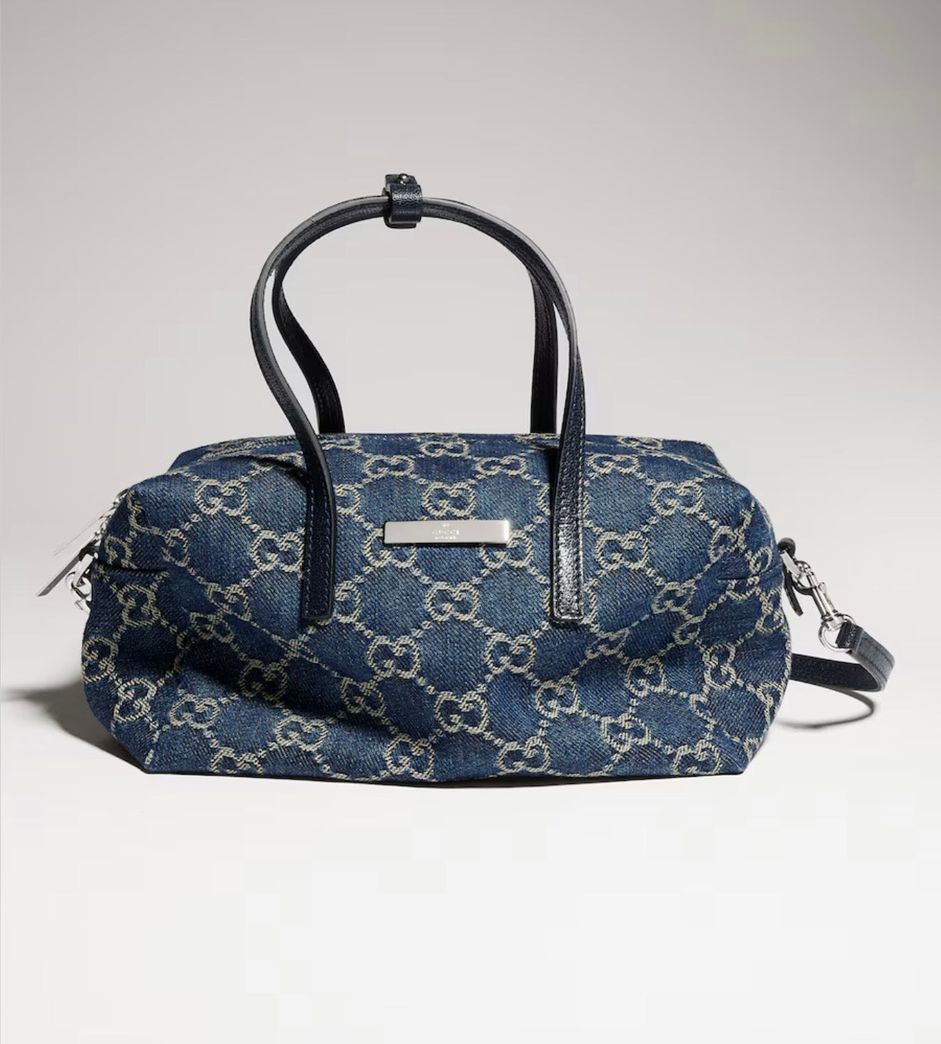 Mini Gucci Boston con placca Gucci