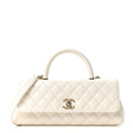 Chenel Caviar Quilted Maxi East West Coco Handle Flap White