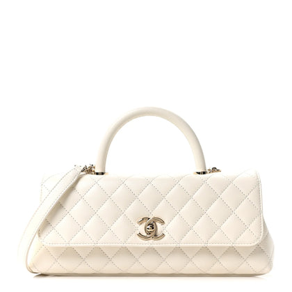 Chenel Caviar Quilted Maxi East West Coco Handle Flap White
