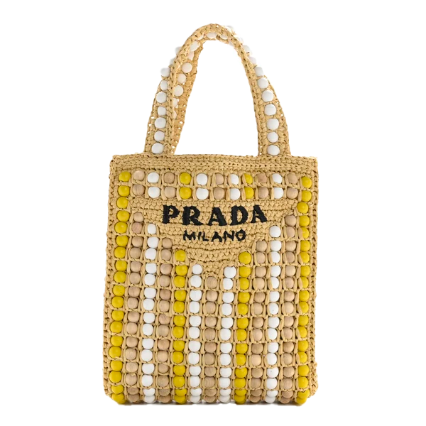 Prada raffia wood bead