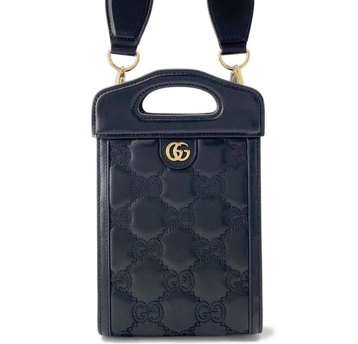 Borsa a mano mini Gucci GG Matelassé Nero