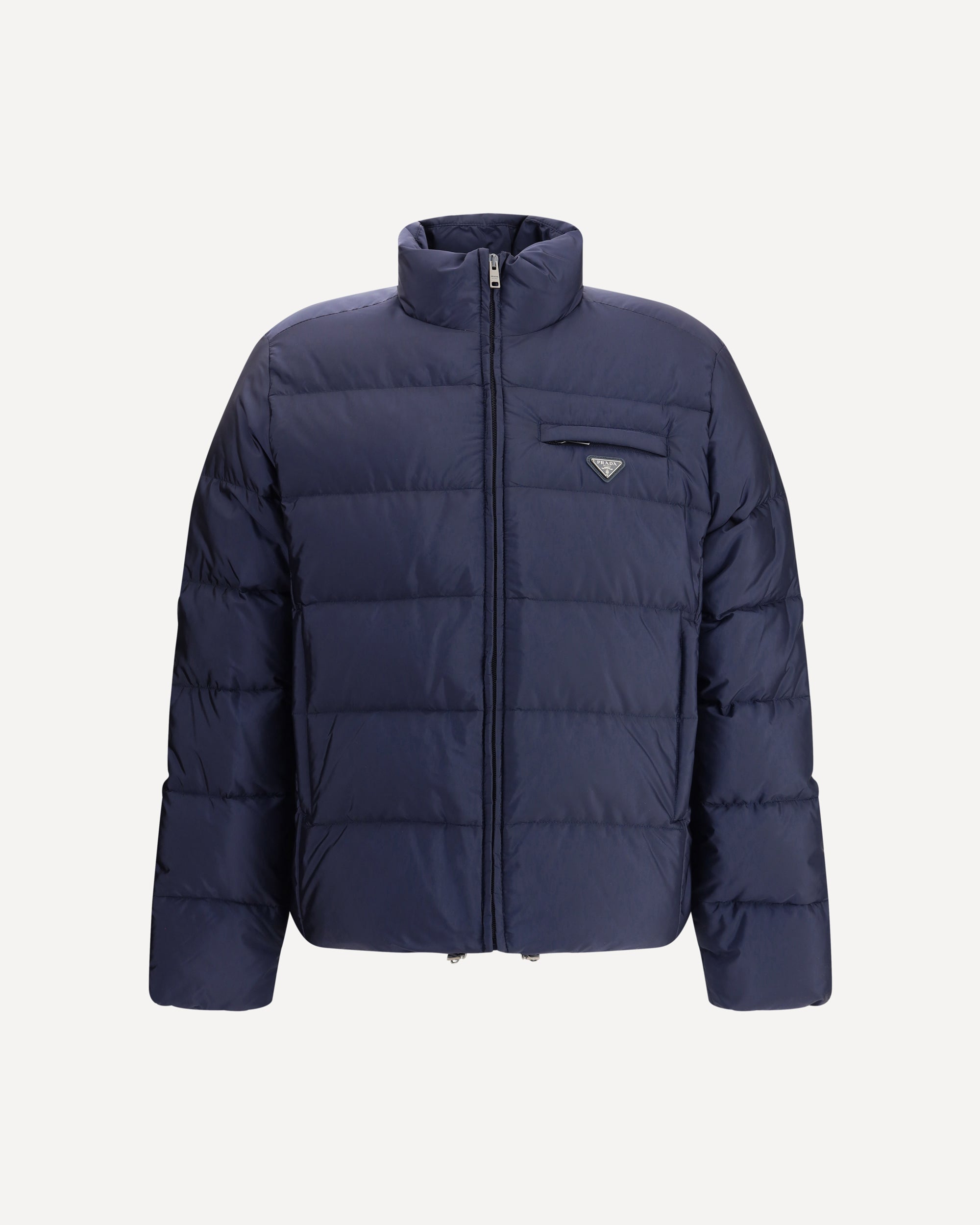 Piumino trapuntato con logo in blu