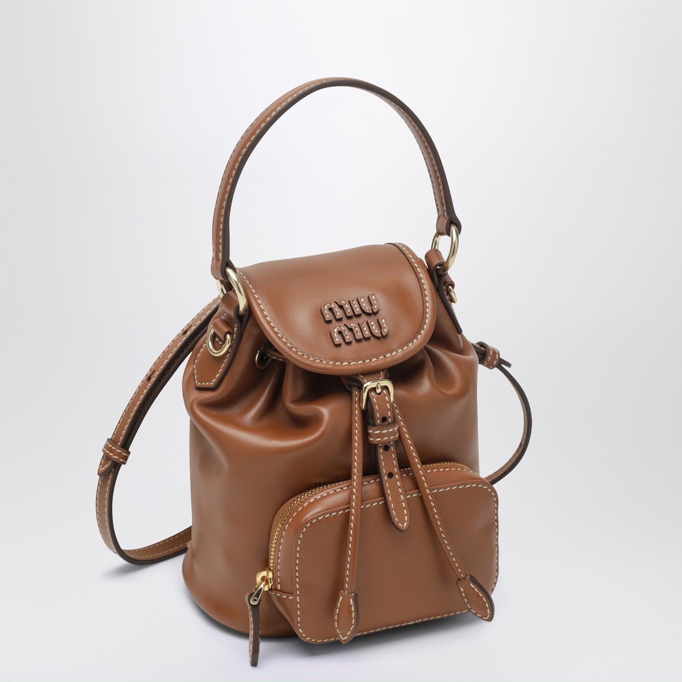 Zaino piccolo color Cognac in pelle Miu Miu - MS Luxury
