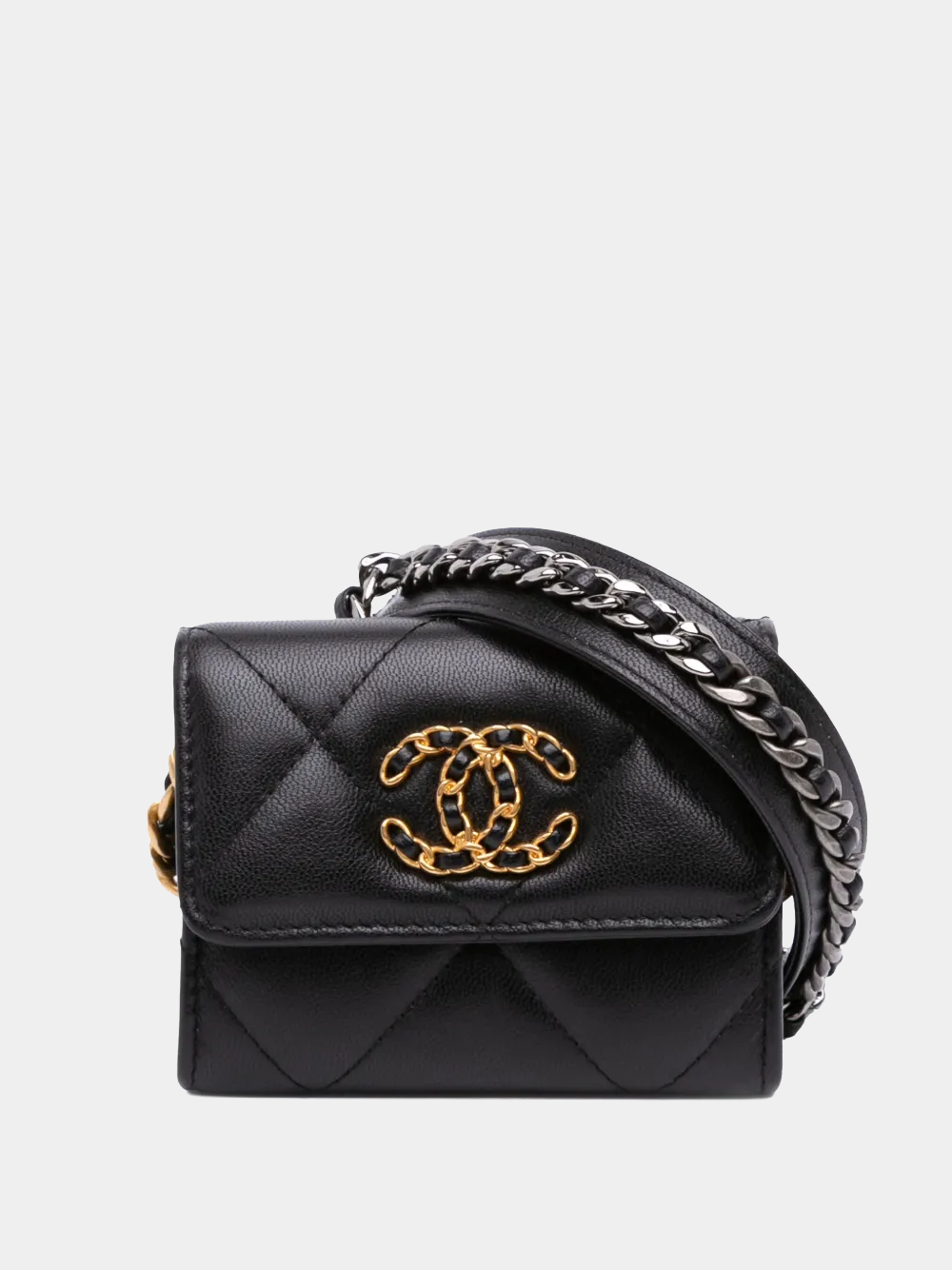 Chanel Borsa a tracolla 19 in pelle di vitello con battente e catena - MS Luxury