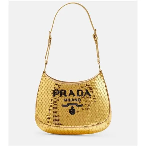 Borsa cleo medium con paillettes oro