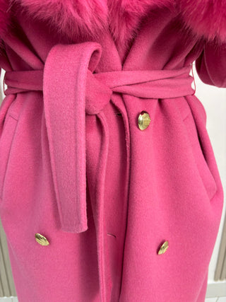 cappotto con inserti in volpe