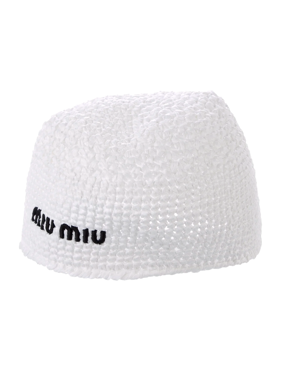 cappello miu miu în crochet bianco