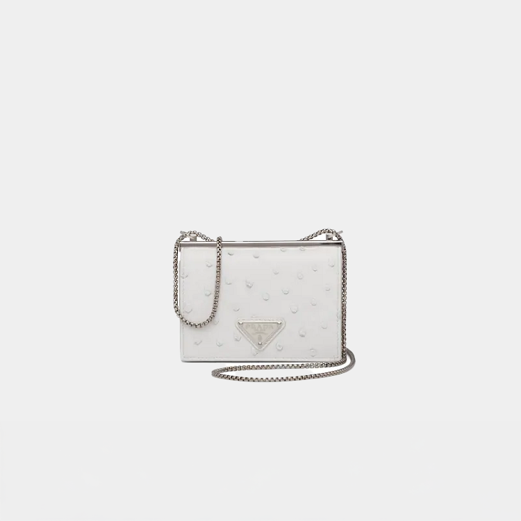 Borsa prada micro in pelle di struzzo
