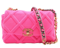 Chanel CHANEL 19 Cotton Chain Shoulder Bag Pink Gold x Silver