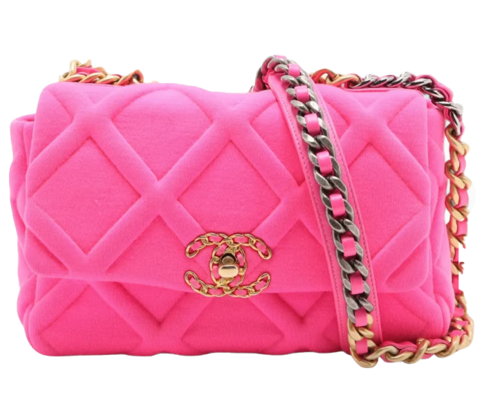 Chanel CHANEL 19 Cotton Chain Shoulder Bag Pink Gold x Silver