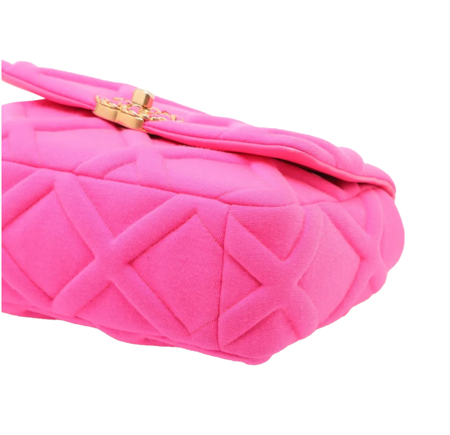 Chanel CHANEL 19 Cotton Chain Shoulder Bag Pink Gold x Silver