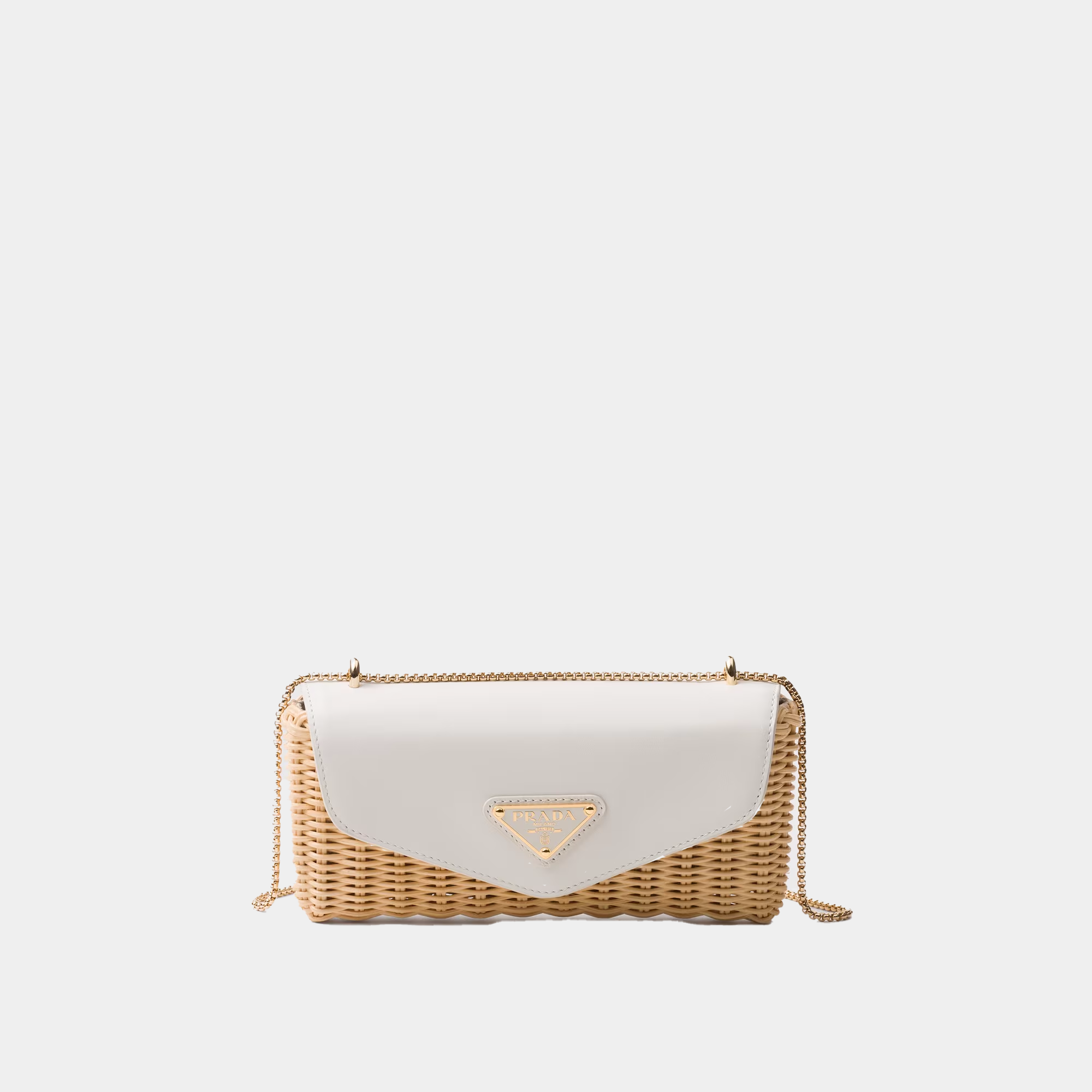 Mini borsa Prada in midollino e pelle