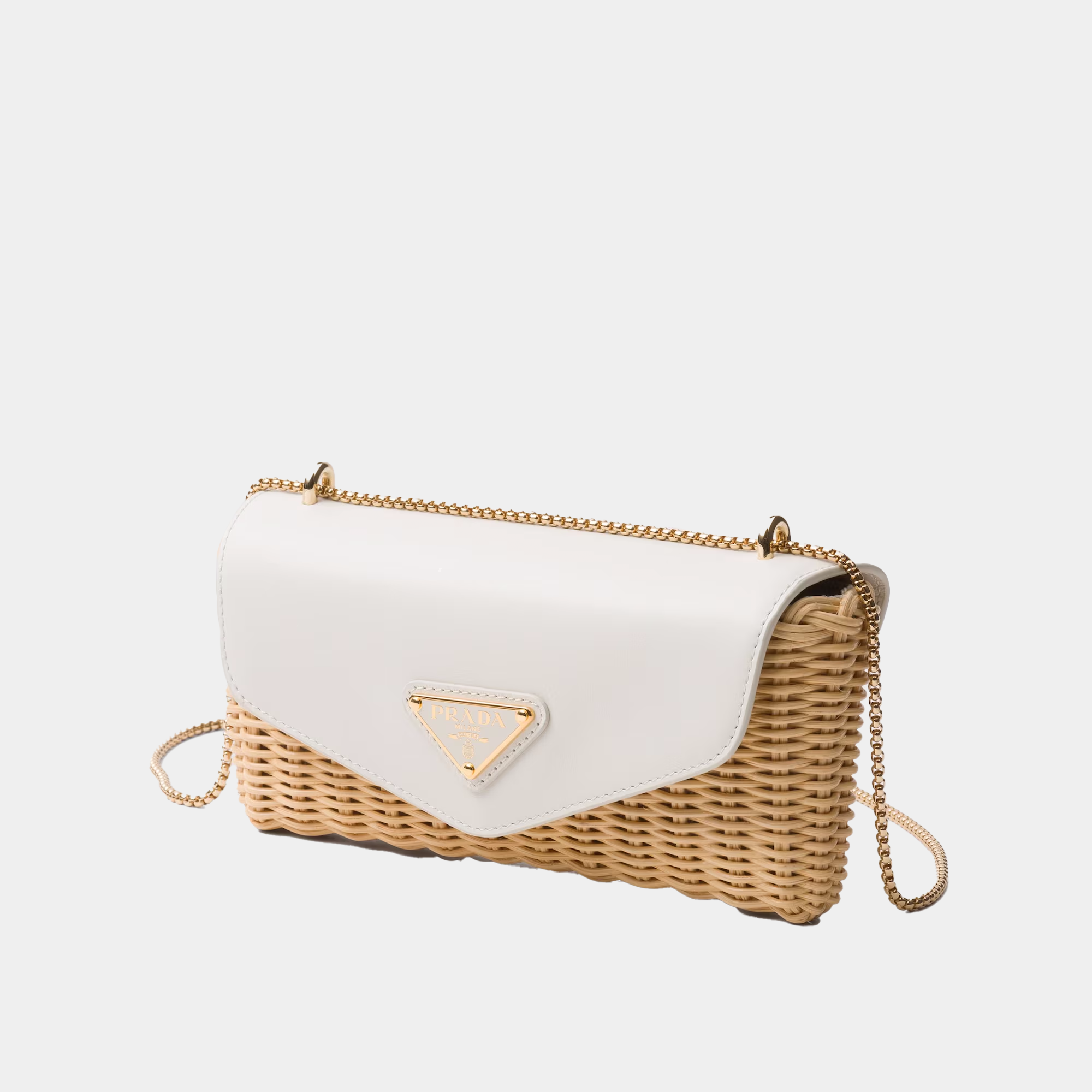 Mini borsa Prada in midollino e pelle
