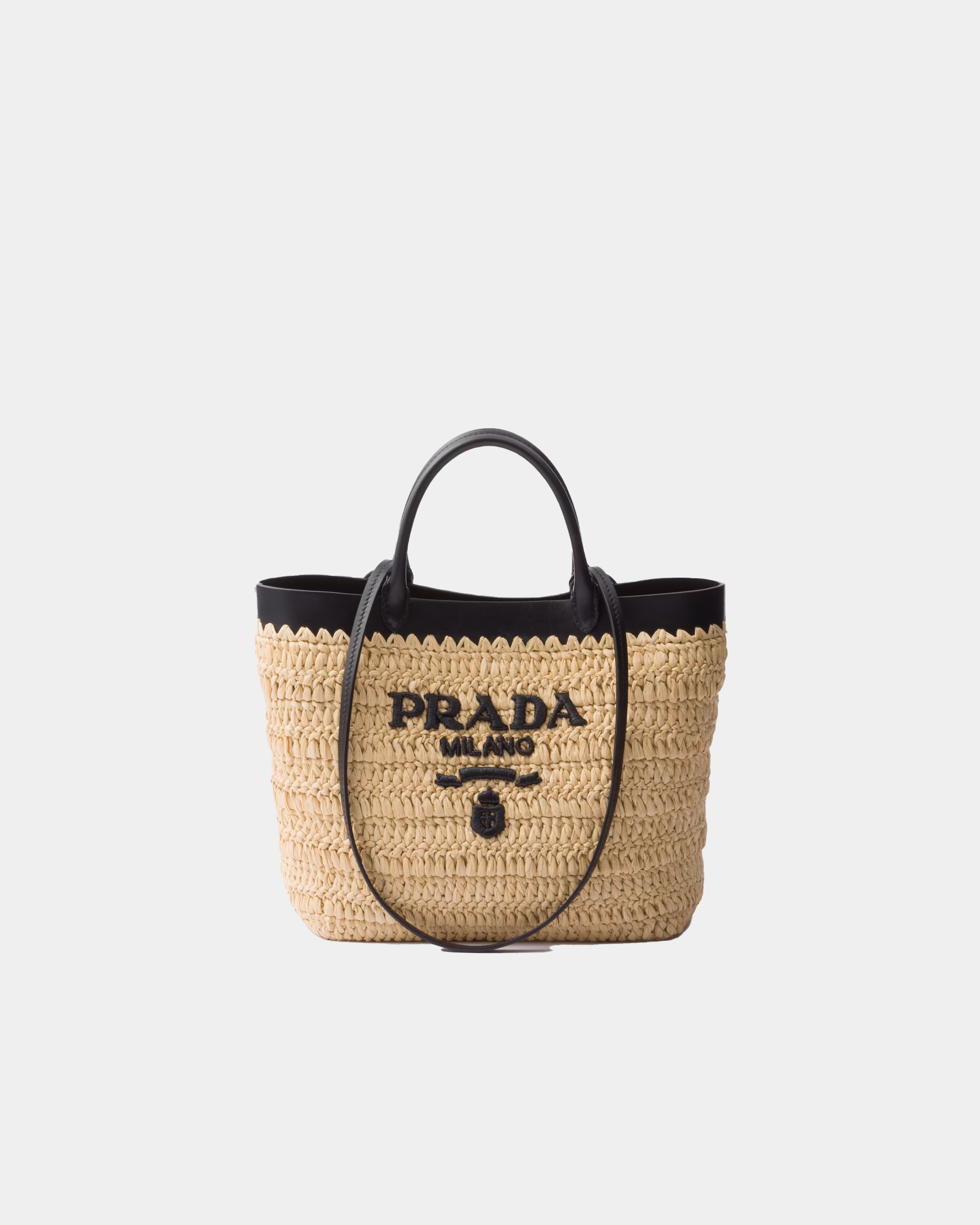 Borsa shopping small in crochet e pelle