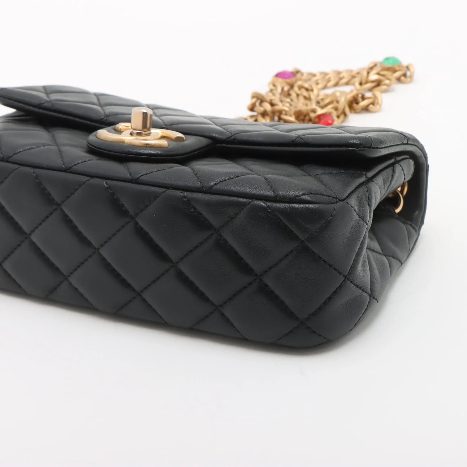 Chanel Matelasse Lambskin Single Flap Single Chain Bag Black