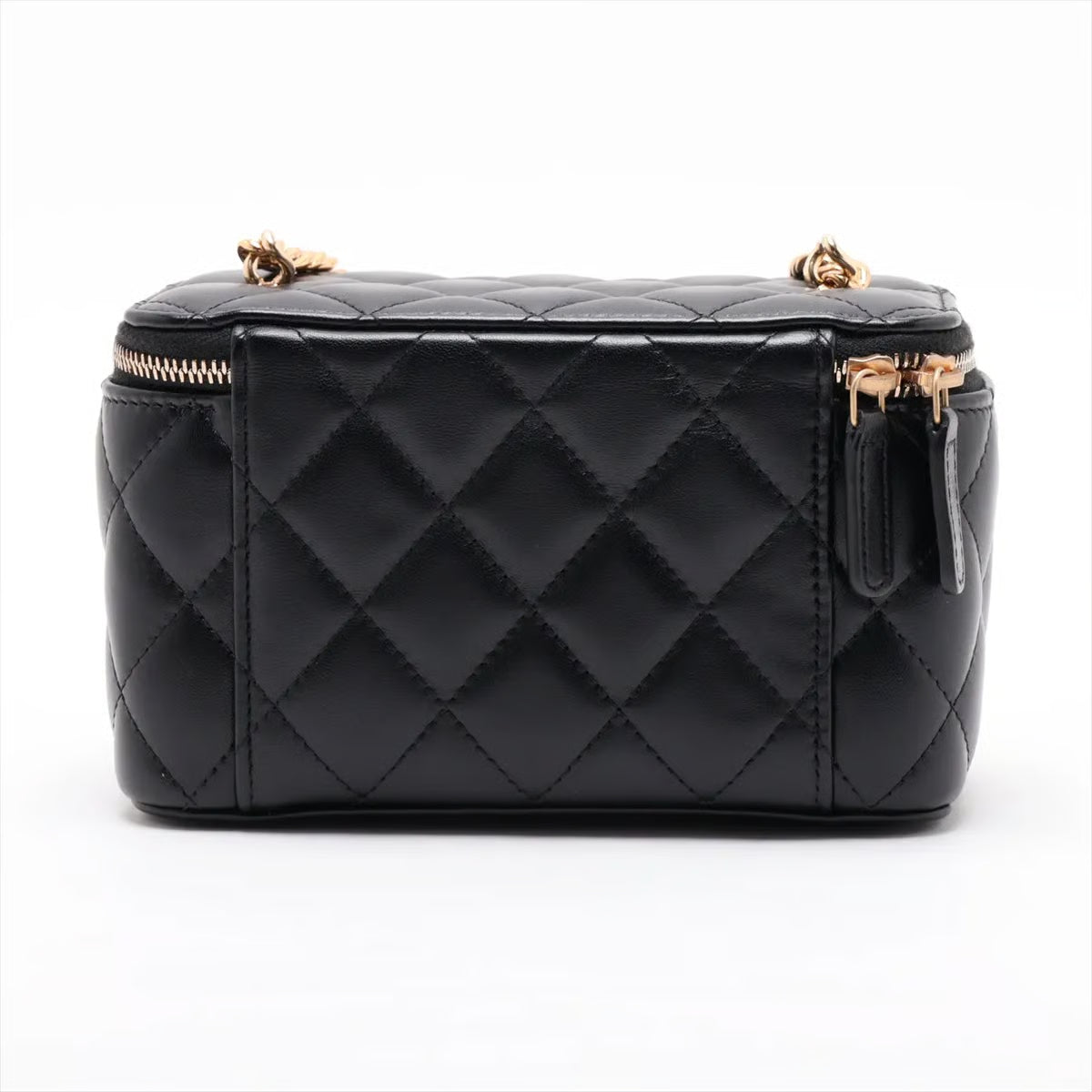 Chanel Matelasse Lambskin Chain Shoulder Bag Vanity Pearl Black