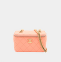 Chanel Matelasse Lambskin Vanity bag Pink Gold Metal Fittings - MS Luxury