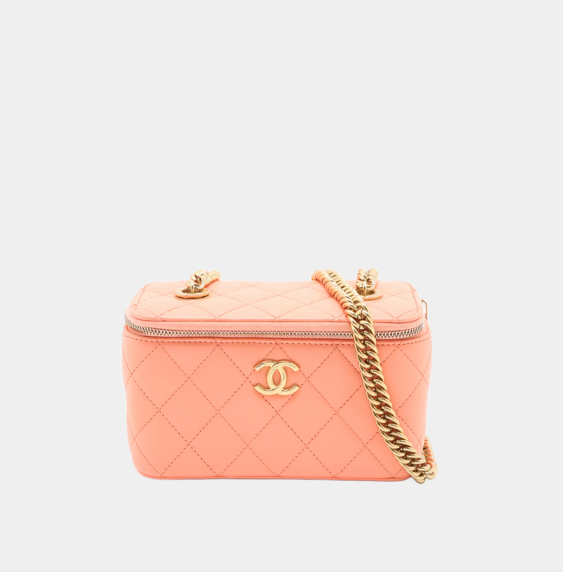 Chanel Matelasse Lambskin Vanity bag Pink Gold Metal Fittings - MS Luxury