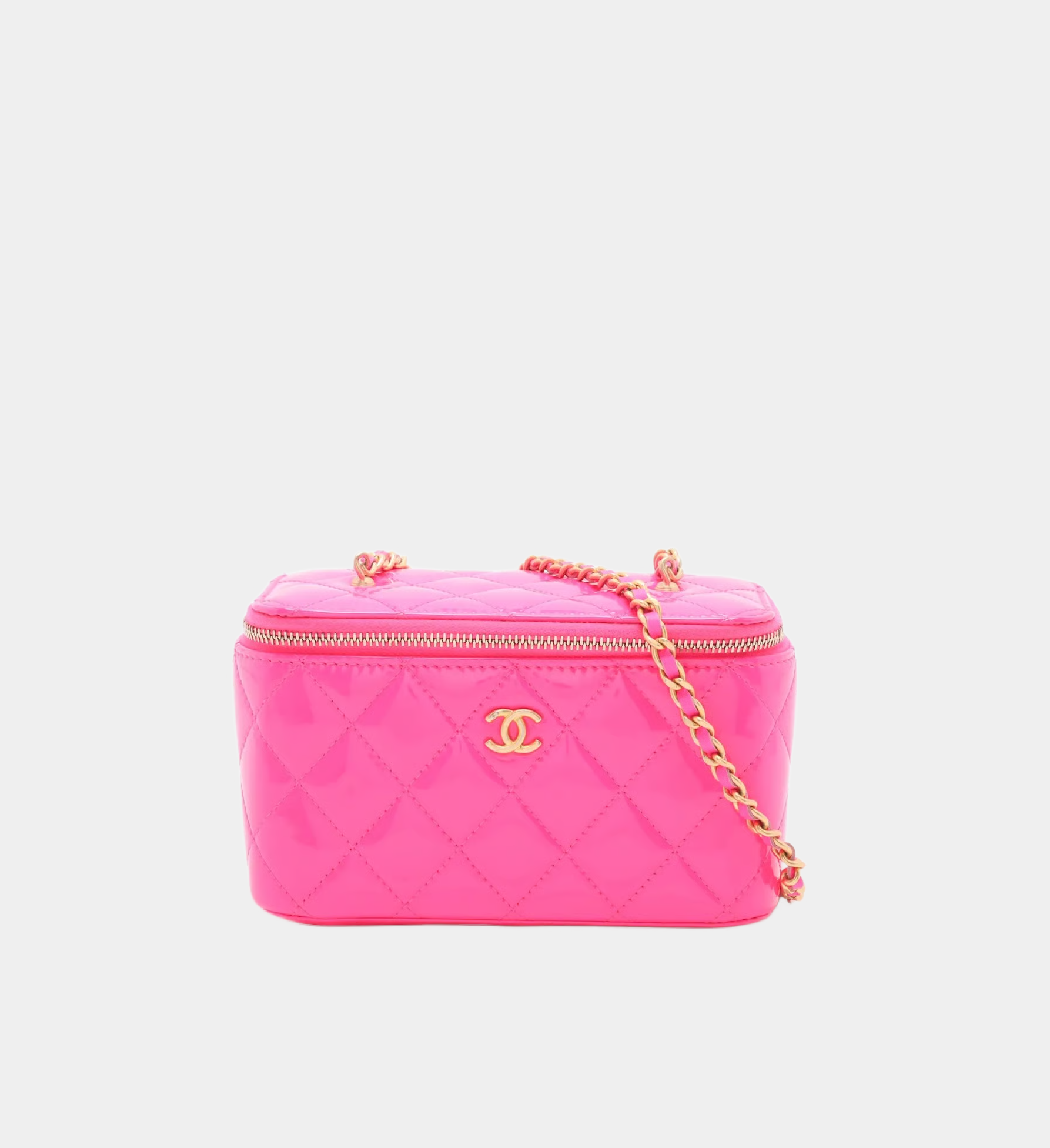 Chanel Matelasse Patent Leather Chain Shoulder Bag Vanity Coco