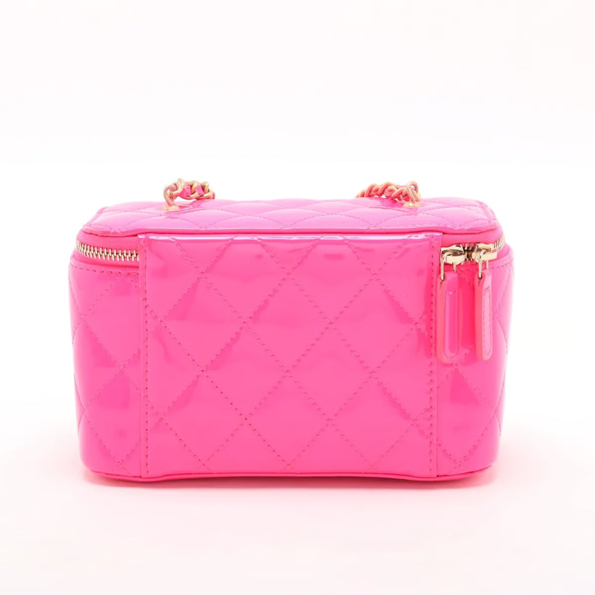 Chanel Matelasse Patent Leather Chain Shoulder Bag Vanity Coco