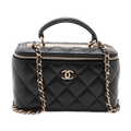 Chanel Matelasse Lambskin Vanity bag Black Gold Metal Fittings