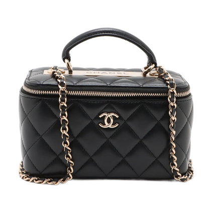 Chanel Matelasse Lambskin Vanity bag Black Gold Metal Fittings
