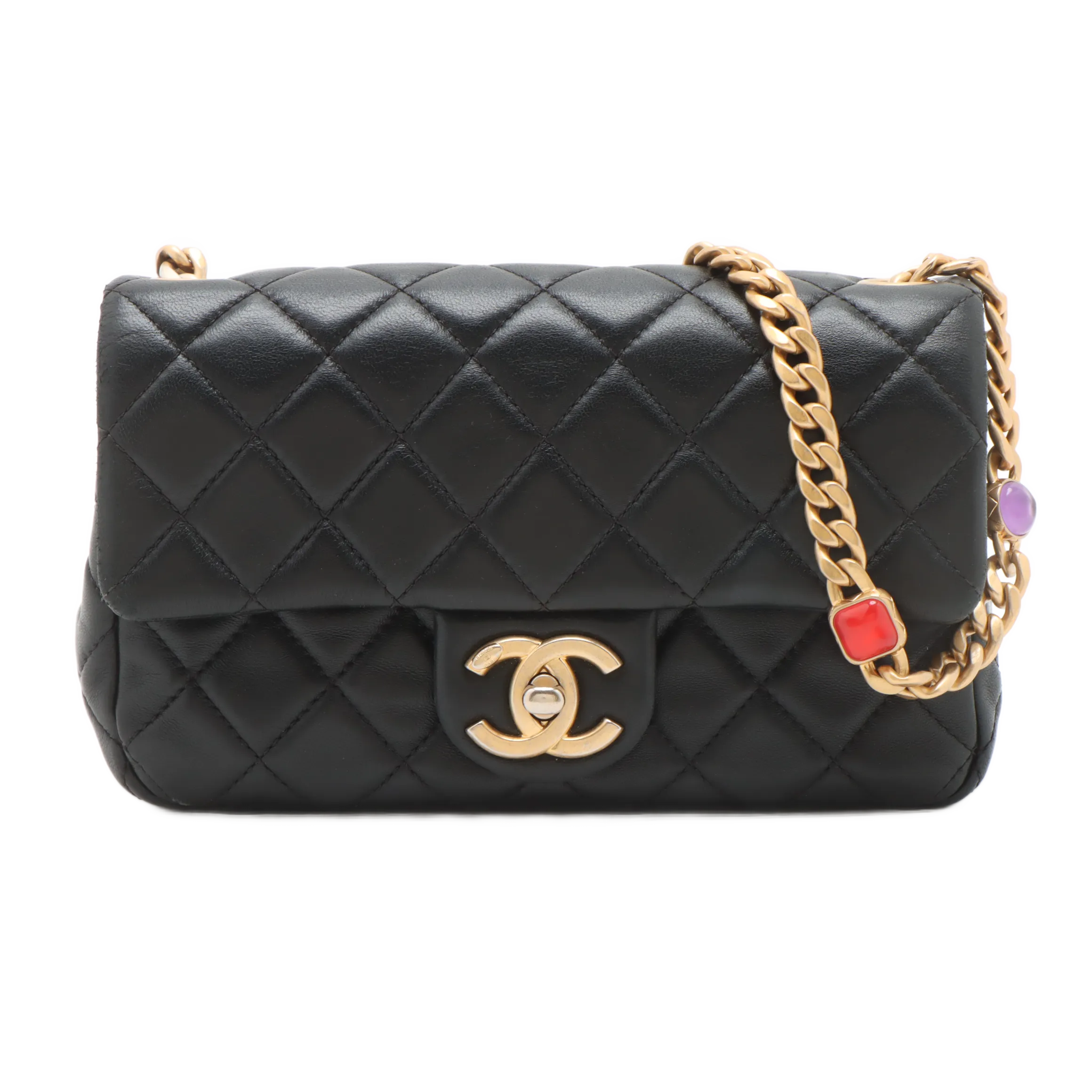 Chanel Matelasse Lambskin Single Flap Single Chain Bag Black